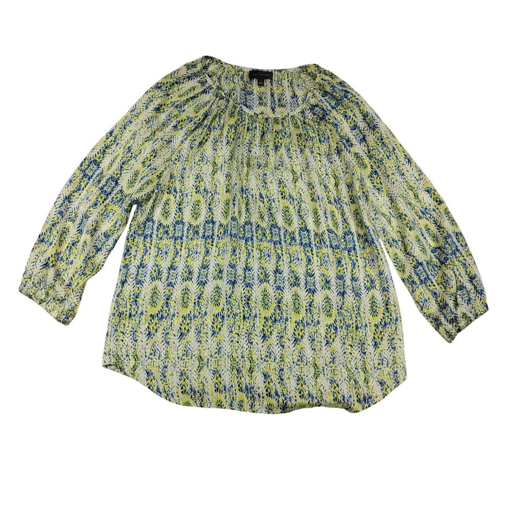 The Limited Blouse Womens S Multicolor Geometric Tunic Scoop Neck 3/4 Sleeve